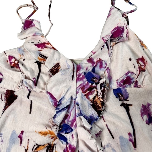 TRINKET Purple Pink Floral Sleeveless Ruffle Mini Sundress Size M - Picture 10 of 16